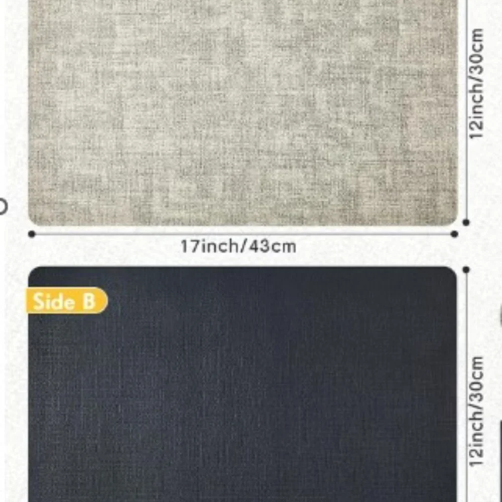NEW 4 Faux Leather Placemats & Coasters Reversible Heat-Resistant Black & Gray